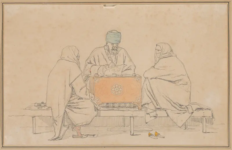 A Turkish Notary and Two Women Wall Art by Martinus Rørbye - High-Resolution Digital Print