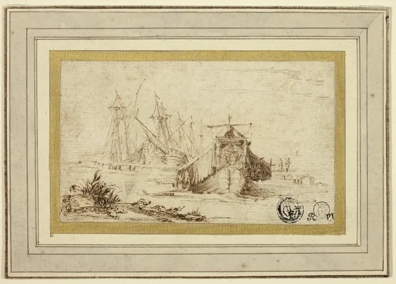 A Tuscan Galley and Other Vessels Near the Shore Wall Art by Stefano della Bella - High-Resolution Digital Print