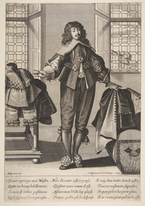 A Valet Putting Away the Luxious Clothes of His Master Wall Art by Abraham Bosse - High-Resolution Digital Print