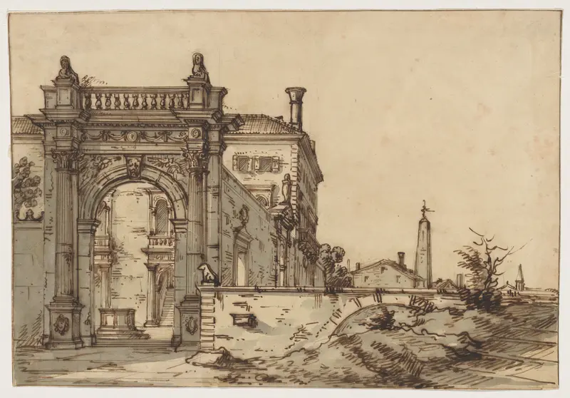A Venetian Villa Wall Art by Bernardo Bellotto - High-Resolution Digital Print