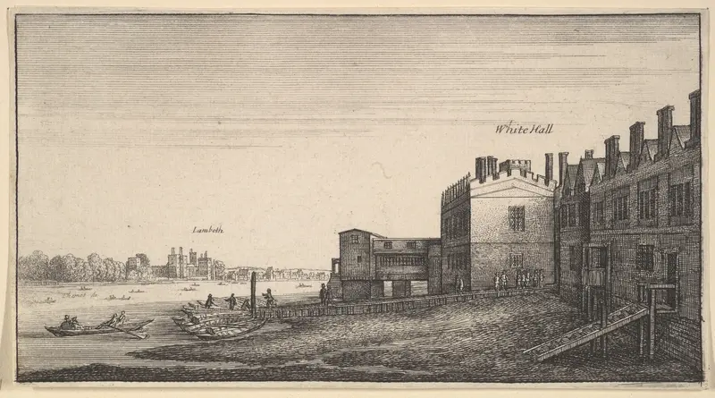 A view of Lambeth Palace from the river at Whitehall Stairs Wall Art by Wenceslaus Hollar - High-Resolution Digital Print