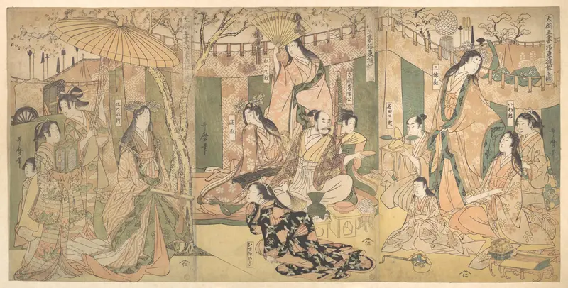 A View of the Pleasures of the Taiko and His Five Wives at Rakutō