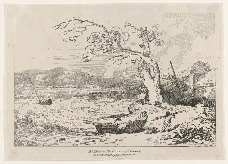 A View on the Coast of Sussex Wall Art by Thomas Rowlandson - High-Resolution Digital Print