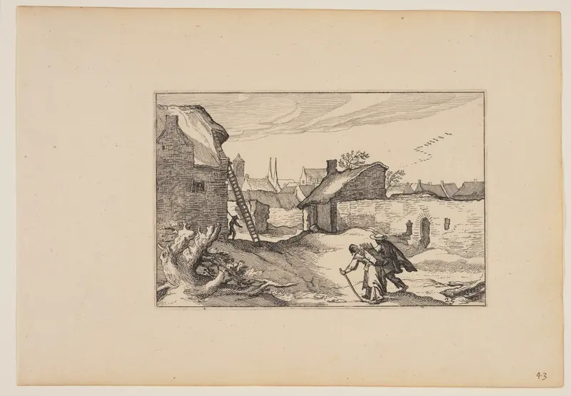 A Village, Ladder Standing against House on Left, from Landscapes (Verscheyden aerdige Lanthuysen...)