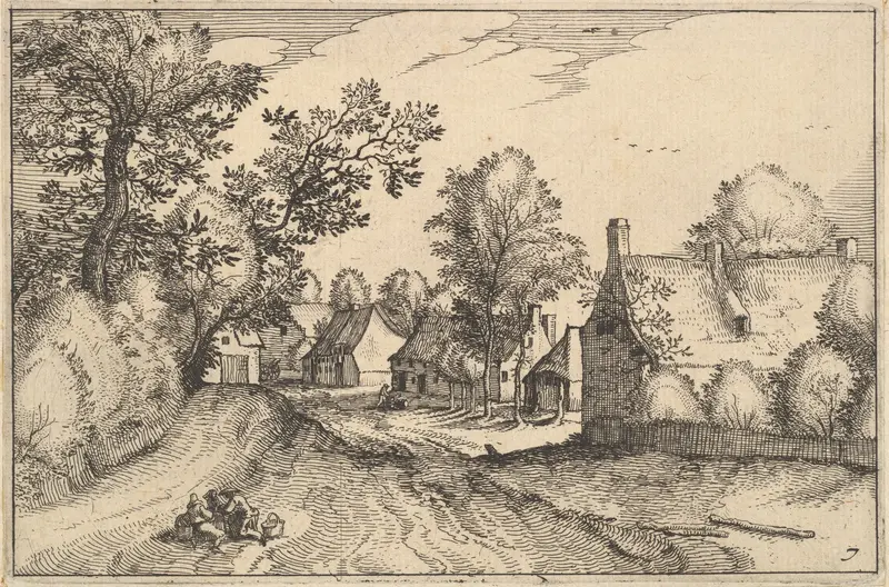 A Village Road, plate 7 from "Regiunculae et Villae Aliquot Ducatus Brabantiae" Wall Art by Claes Jansz. Visscher - High-Resolution Digital Print