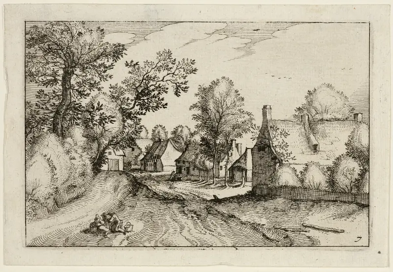 A Village Road, plate seven after Pictures of Farms, Country Houses and Rustic Villages (Praediorum villarum et rusticarum casularum icones)