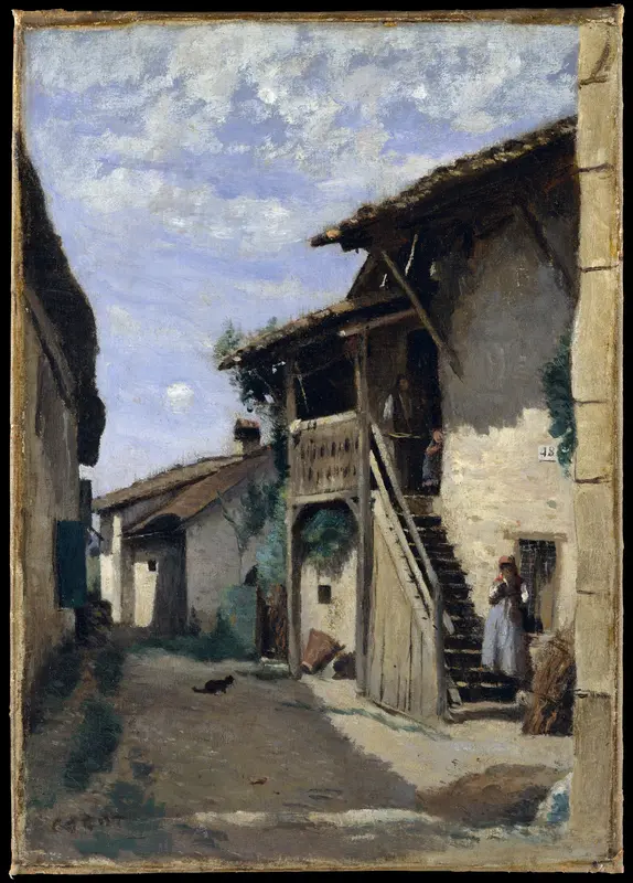 A Village Street: Dardagny Wall Art by Camille Corot - High-Resolution Digital Print