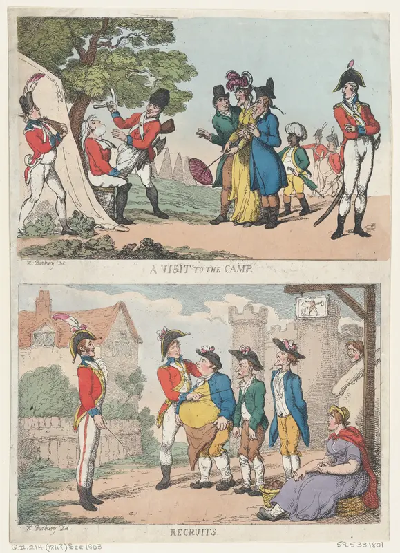 A Visit to the Camp, and Recruits Wall Art by Thomas Rowlandson - High-Resolution Digital Print