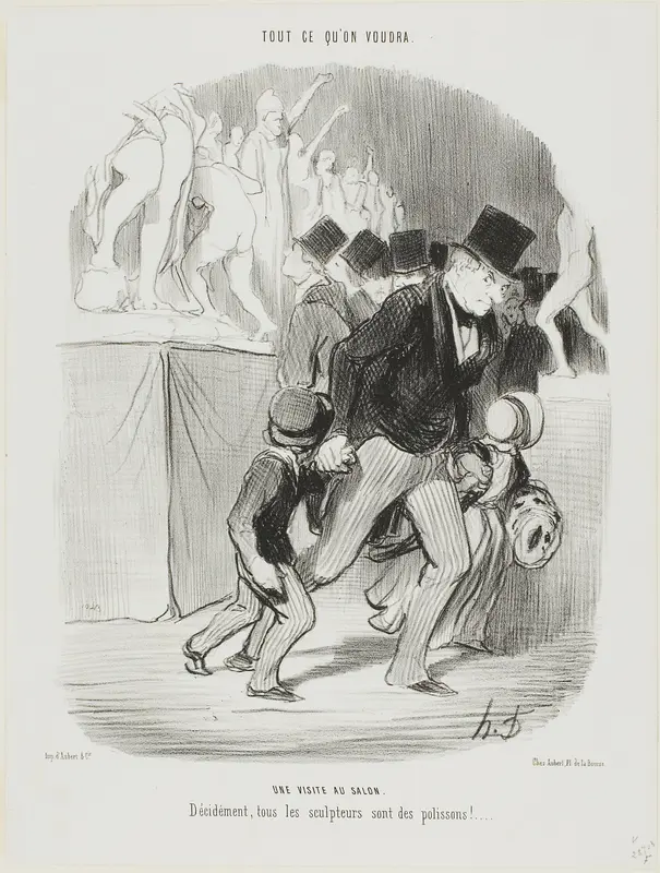 A Visit to the Salon. Obviously all the sculptors are a naughty bunch, plate 1 from Tout Ce Qu'on Voudra