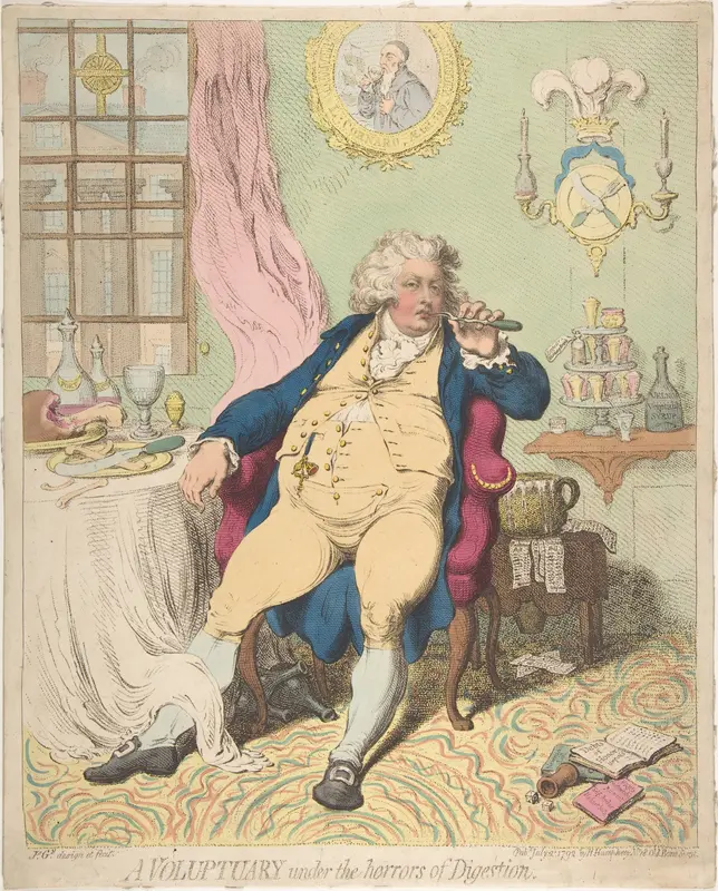 A Voluptuary Under the Horrors of Digestion Wall Art by James Gillray - High-Resolution Digital Print