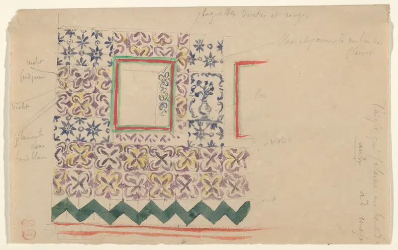 A Wall Decorated in Spanish Tiles Wall Art by Eugène Delacroix - High-Resolution Digital Print