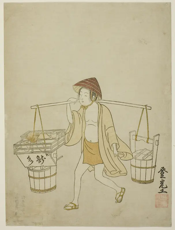 A water vendor Wall Art by Suzuki Harunobu - High-Resolution Digital Print
