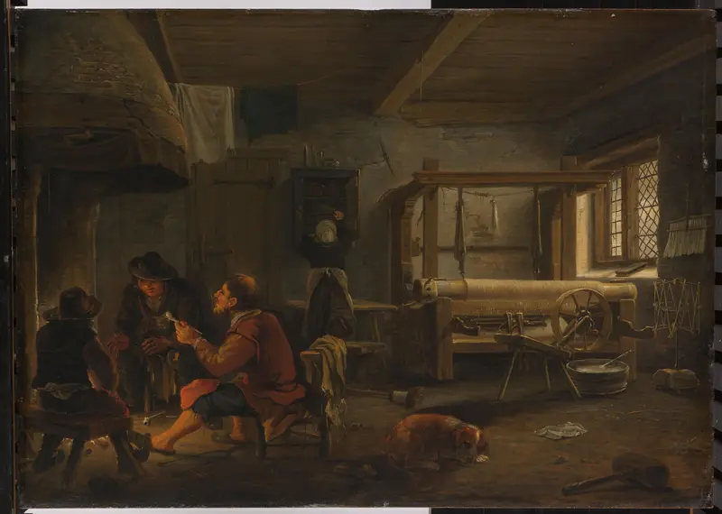 A Weaver's Workshop Wall Art by Johannes Dircksz. van Oudenrogge - High-Resolution Digital Print