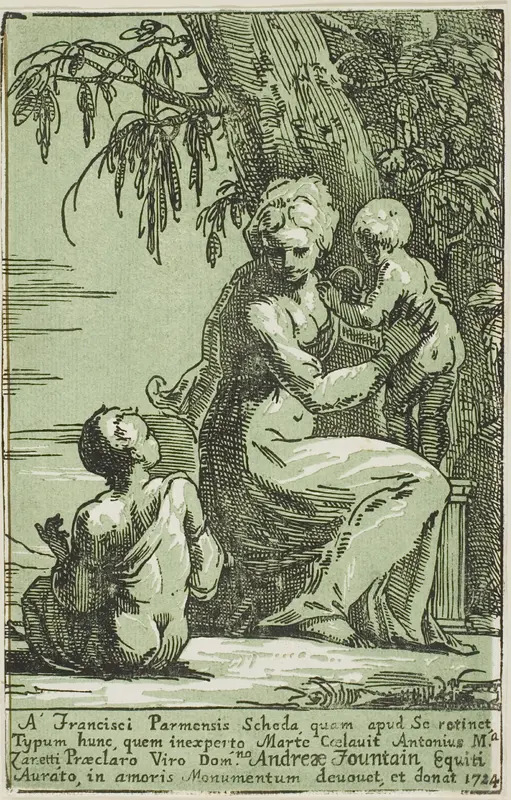 A Woman at the Foot of a Tree Holding a Child