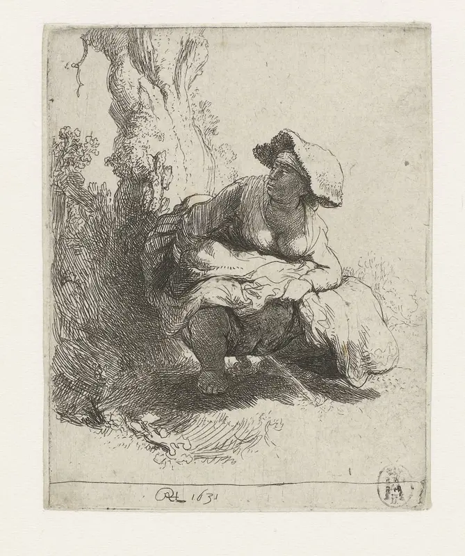 A Woman Making Water Wall Art by Unknown - High-Resolution Digital Print