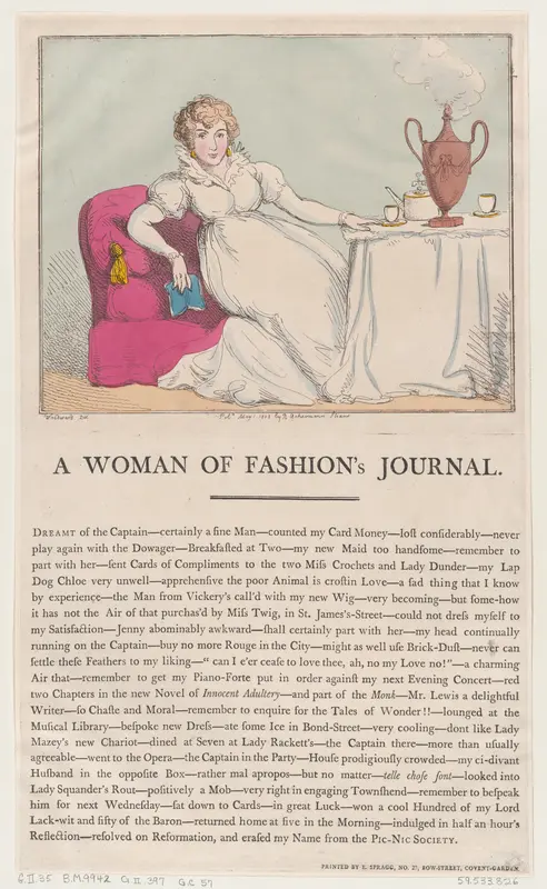A Woman of Fashion's Journal Wall Art by Thomas Rowlandson - High-Resolution Digital Print