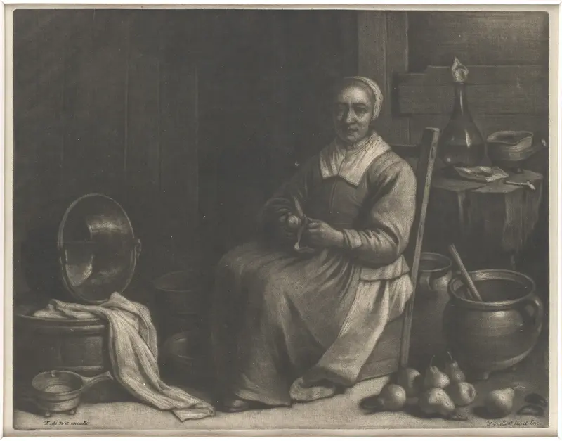 A Woman Peeling Pears Wall Art by Wallerant Vaillant - High-Resolution Digital Print