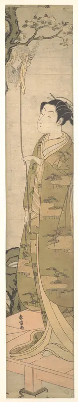 A Woman Playing with a Monkey which Has Climbed a Tree