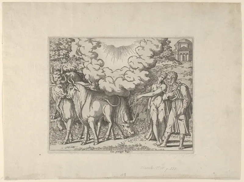 A Woman Showing Bulls to a Man Wall Art by Léon Davent - High-Resolution Digital Print