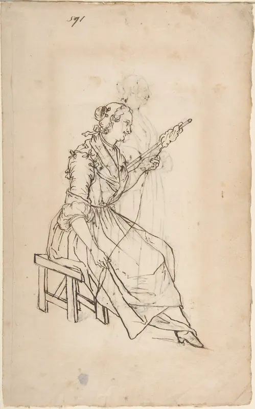 A Woman Spinning (recto); A Woman Holding a Bundle (verso) Wall Art by Giacomo Ceruti - High-Resolution Digital Print