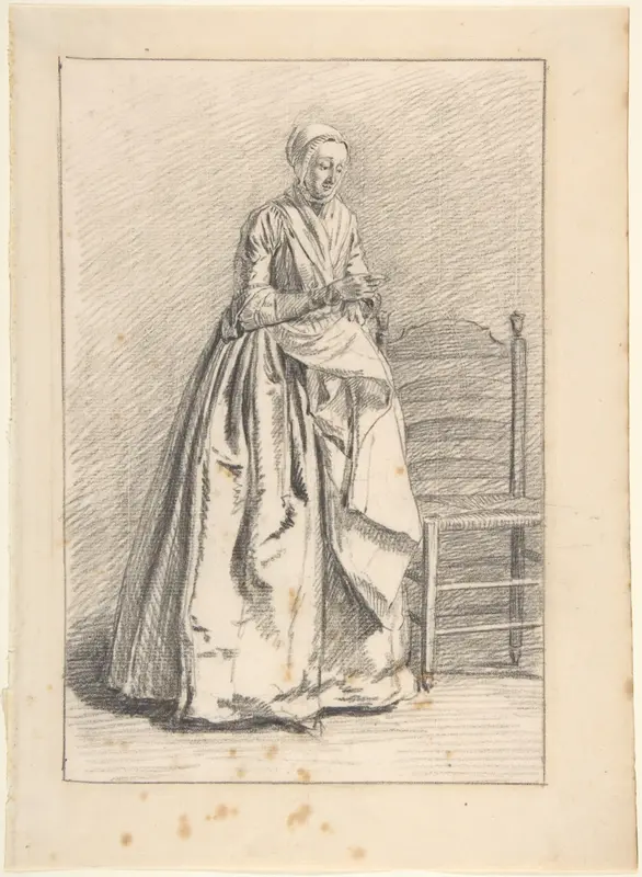 A Woman Standing next to a Chair Wall Art by Nicolaas Muys - High-Resolution Digital Print