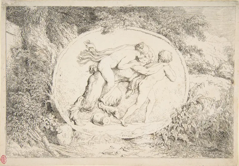 A Young Girl Astride a Satyr Wall Art by Jean Honoré Fragonard - High-Resolution Digital Print