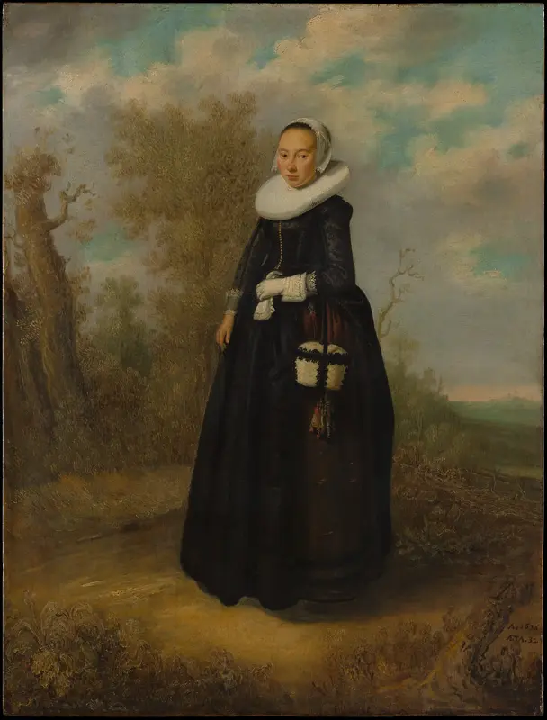 A Young Woman in a Landscape Wall Art by Dutch Painter - High-Resolution Digital Print