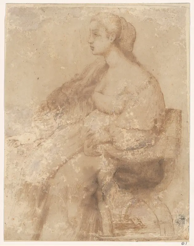 A Young Woman Seated in a Chair Wall Art by Central Italy - High-Resolution Digital Print