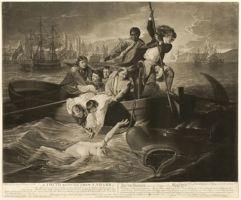 A Youth Rescued from a Shark Wall Art by Valentine Green - High-Resolution Digital Print