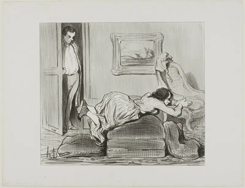A zealous student practicing at home, plate 6 from Les Baigneuses
