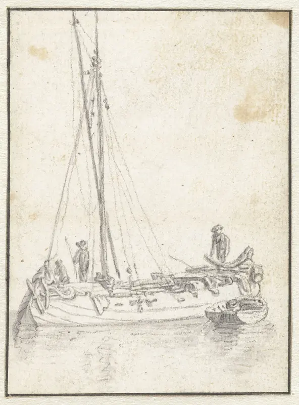 Aak met een man aan het roer Wall Art by Herman Saftleven - High-Resolution Digital Print