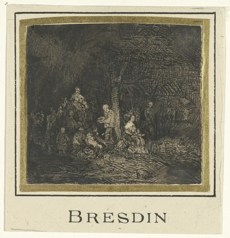 Aanbidding der herders in een stalinterieur Wall Art by Rodolphe Bresdin - High-Resolution Digital Print