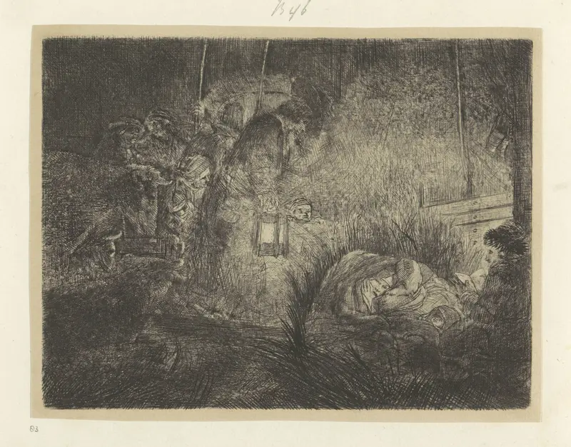Aanbidding der herders: nachtstuk Wall Art by Rembrandt van Rijn - High-Resolution Digital Print