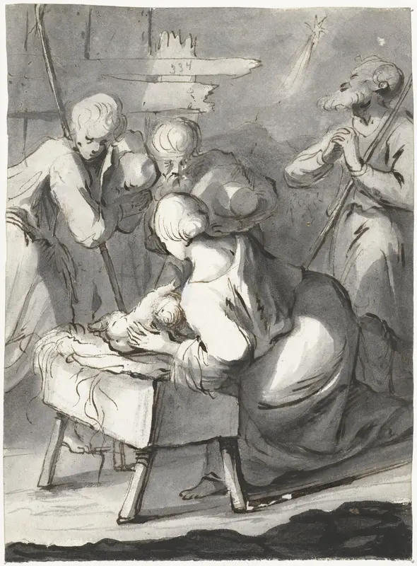 Aanbidding door de herders Wall Art by Moses ter Borch - High-Resolution Digital Print
