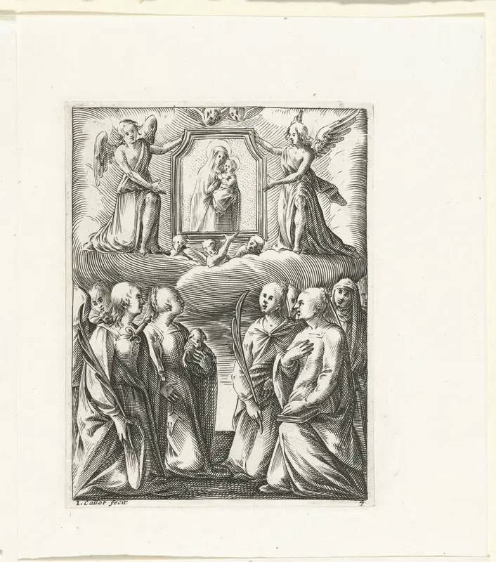 Aanbidding van een beeltenis van Maria door vrouwelijke heiligen Wall Art by Unknown - High-Resolution Digital Print