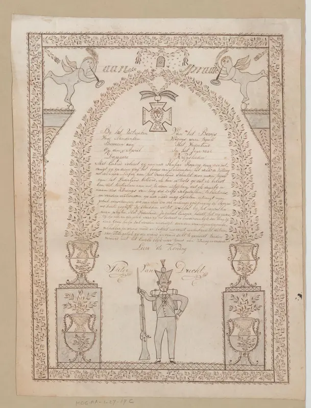 Aandenken van Pieter van Drecht aan het ontvangen van het Metalen Kruis Wall Art by anonymous - High-Resolution Digital Print