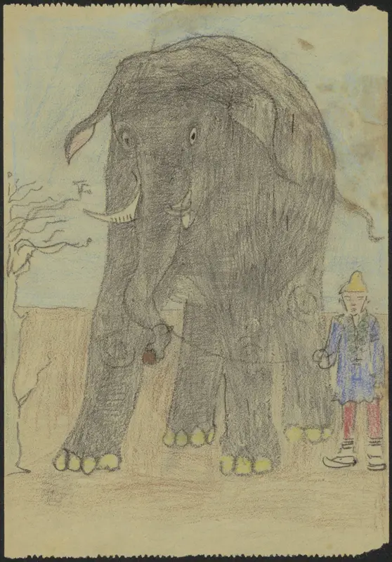 Aangelijnde olifant Wall Art by Gerrit Willem Dijsselhof - High-Resolution Digital Print
