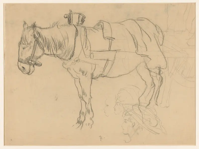 Aangespannen paard en kopstudies Wall Art by Unknown - High-Resolution Digital Print