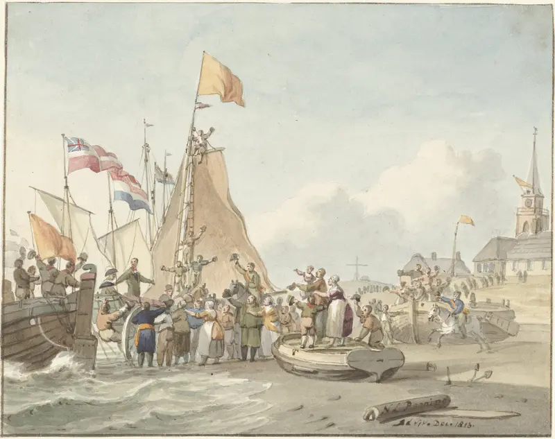 Aankomst van prins Willem Frederik te Scheveningen, 30 november 1813 Wall Art by Unknown - High-Resolution Digital Print