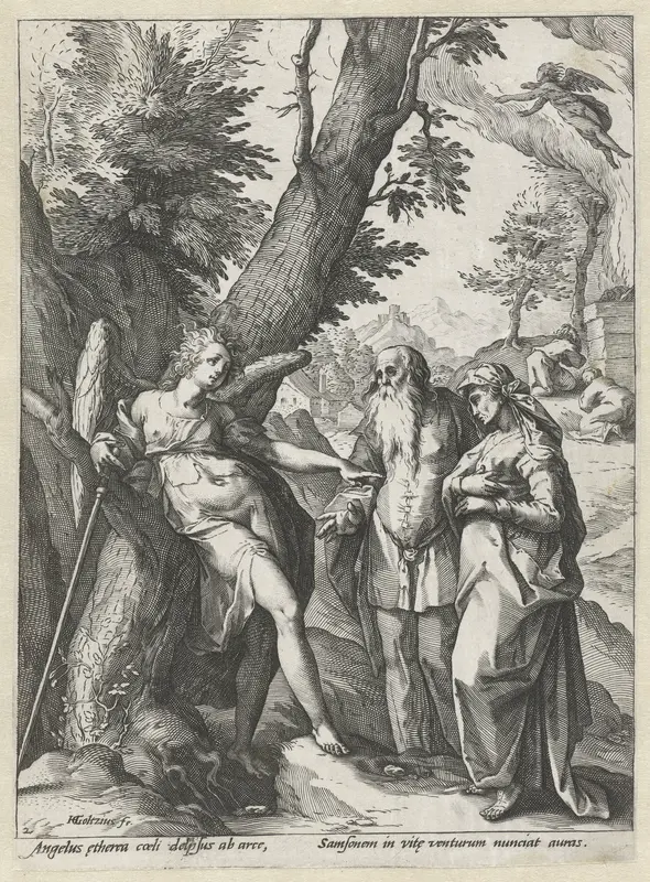 Aankondiging van de geboorte van Simson Wall Art by Hendrick Goltzius - High-Resolution Digital Print