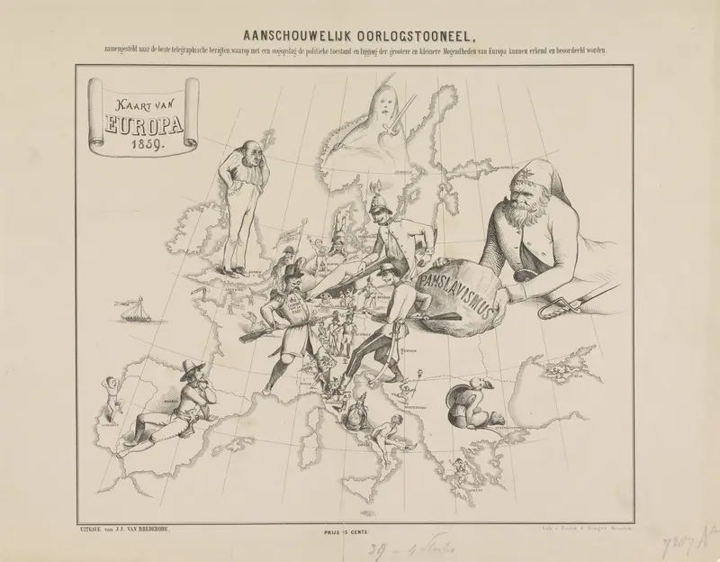Aanschouwelijk Oorlogstooneel / Kaart van Europa in 1859 Wall Art by anonymous - High-Resolution Digital Print