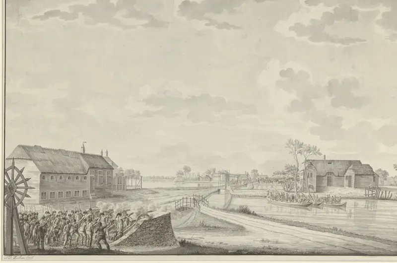 Aanval van de Pruisen onder Kolonel Van Borstel op de Duivendrechtse brug, 1 oktober 1787 Wall Art by Unknown - High-Resolution Digital Print