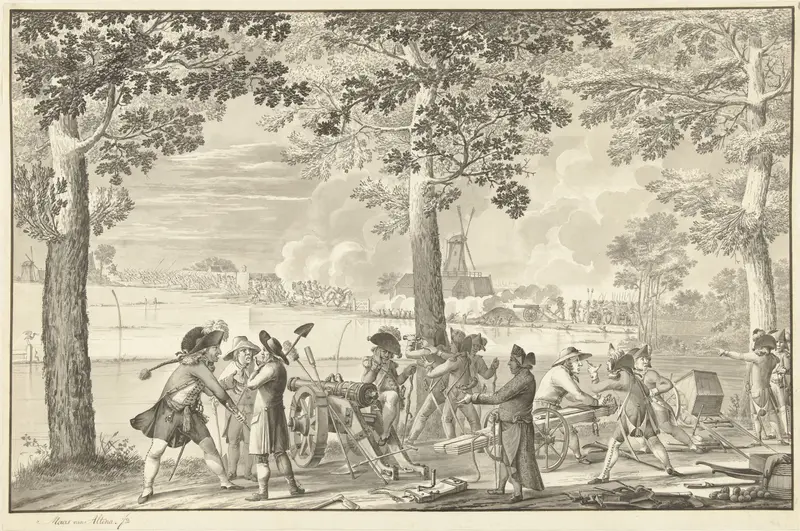 Aanval van de Pruisische troepen op Weesp, 30 september 1787 Wall Art by Maas van Altena - High-Resolution Digital Print