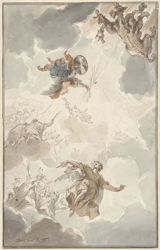 Aartsengel Michaël verslaat de draak Wall Art by Unknown - High-Resolution Digital Print