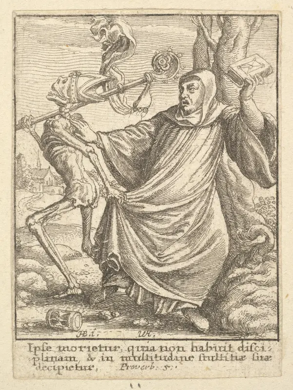 Abbot, from "Dance of Death" Wall Art by Wenceslaus Hollar - High-Resolution Digital Print