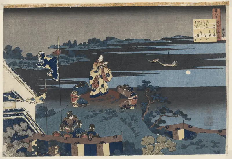 Abe no Nakamaro kijkend naar de maan Wall Art by Unknown - High-Resolution Digital Print