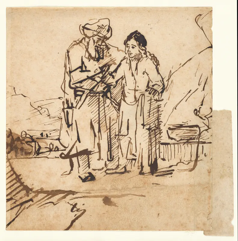 Abraham and Isaac before the Sacrifice Wall Art by School of Rembrandt van Rijn - High-Resolution Digital Print