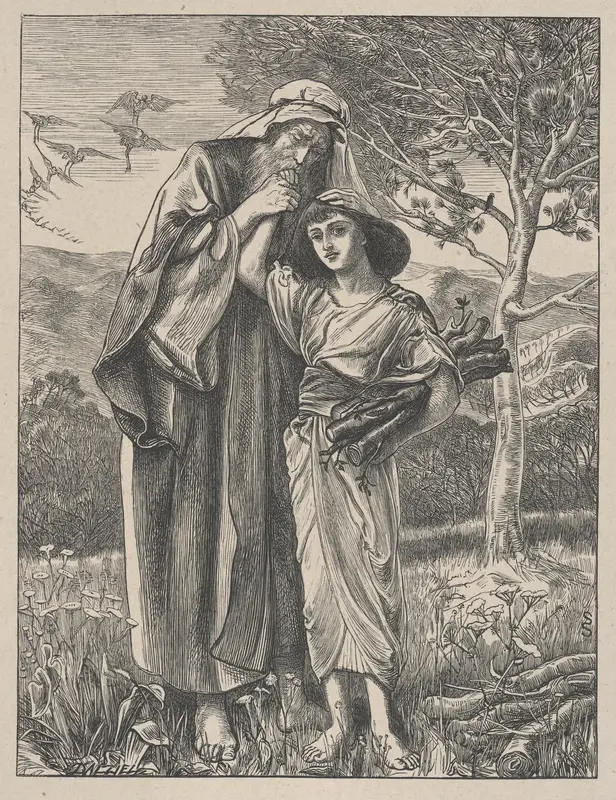 Abraham and Isaac, from "Dalziels' Bible Gallery" Wall Art by Simeon Solomon - High-Resolution Digital Print