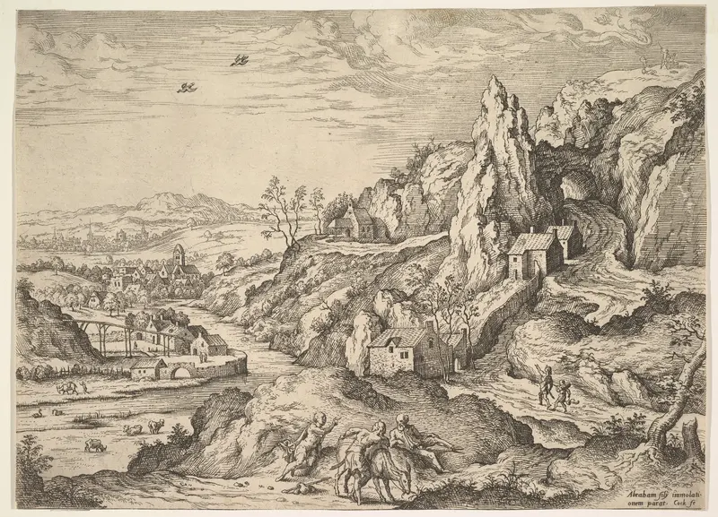 Abraham and Isaac on the way to Sacrifice Wall Art by Hieronymus Cock - High-Resolution Digital Print