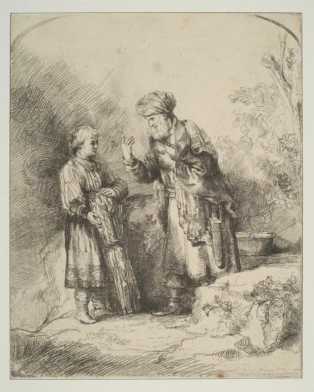 Abraham and Isaac (reverse copy) Wall Art by Rembrandt (Rembrandt van Rijn) - High-Resolution Digital Print